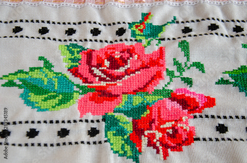 hand cross stitch table napkin