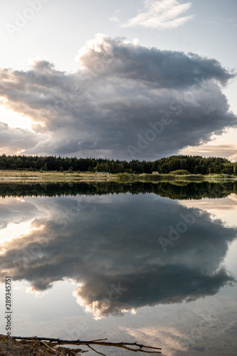 landscape with lake and clouds