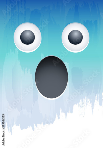 Screaming in Fear Emotion face on paint wall vector illustration