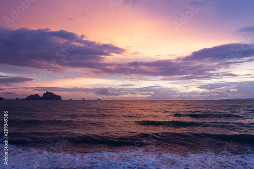 Beautiful sky over the beach scenery with sea view  clouds  and waves. Nature beauty composition.