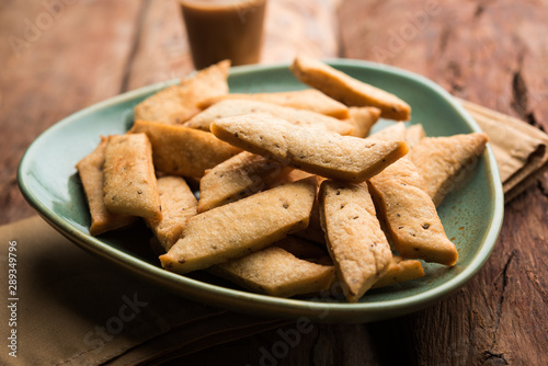 Namakpare or Salty Shakarpara/shakarpare or namkeen Shankarpali, popular diwali food or tea-time snack from Gujarat, India