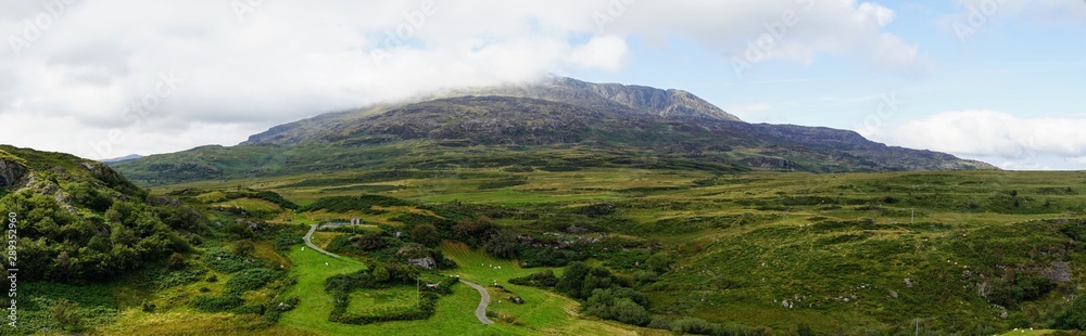 Pastoral Farmland and Mountain Range