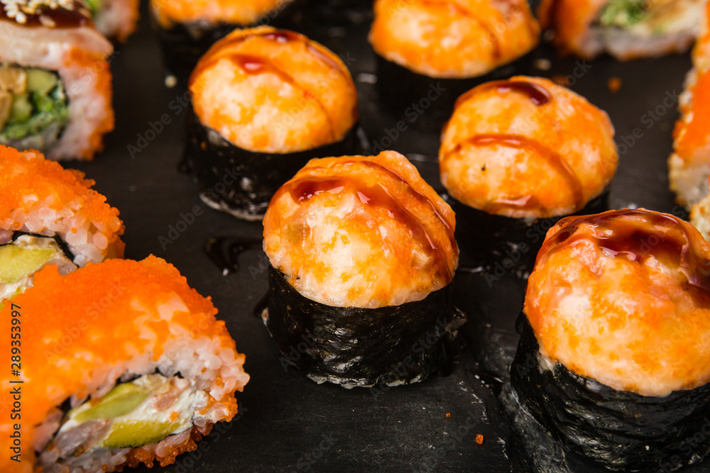 Delicious rolls with fish and cheese Delicious rolls with fish and cheese