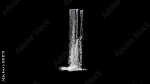waterfall texture seamless loop, 4k, isolated on black with alpha, foam and mist, looped