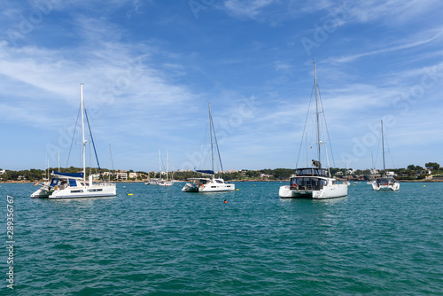 Yachts in the port of Portocolom located in the southeast at the coast of Majorca. Spain © vivoo