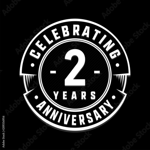 Celebrating 2nd years anniversary logo design. Two years logotype. Vector and illustration.