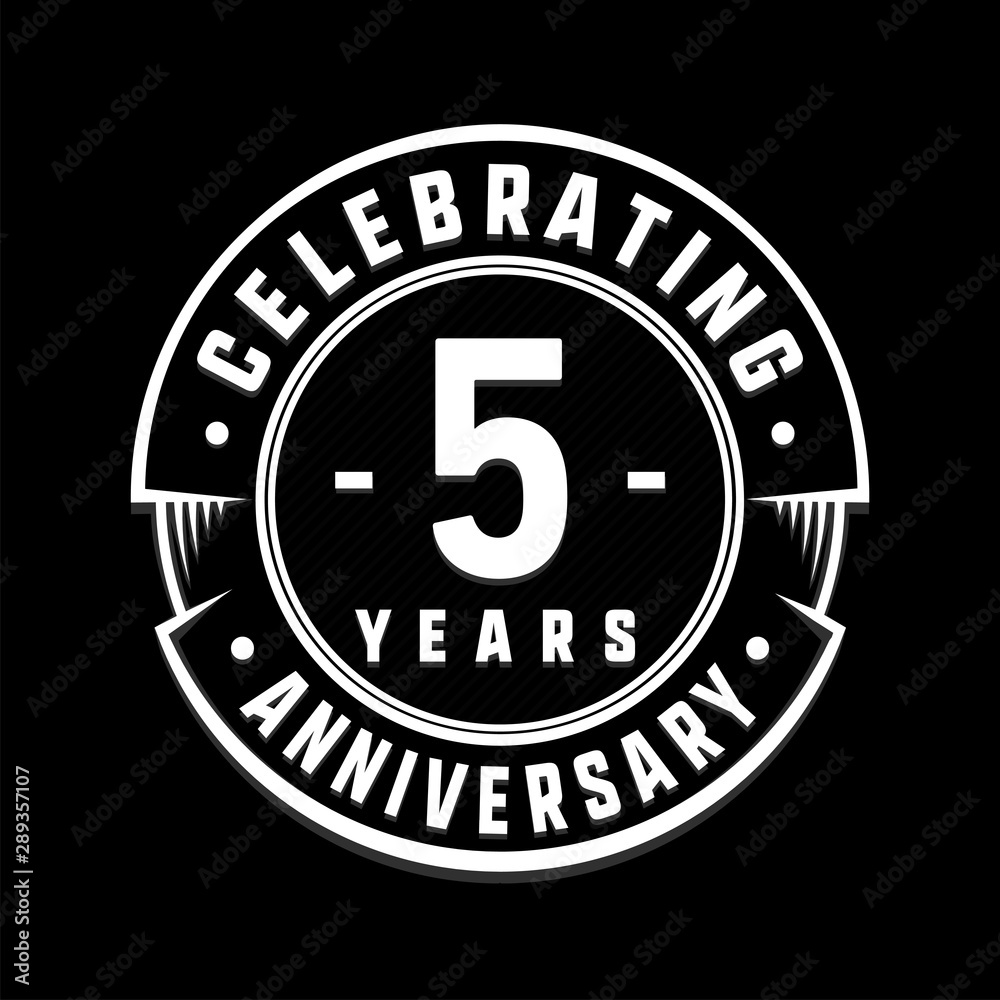 Celebrating 5th years anniversary logo design. Five years logotype. Vector and illustration.