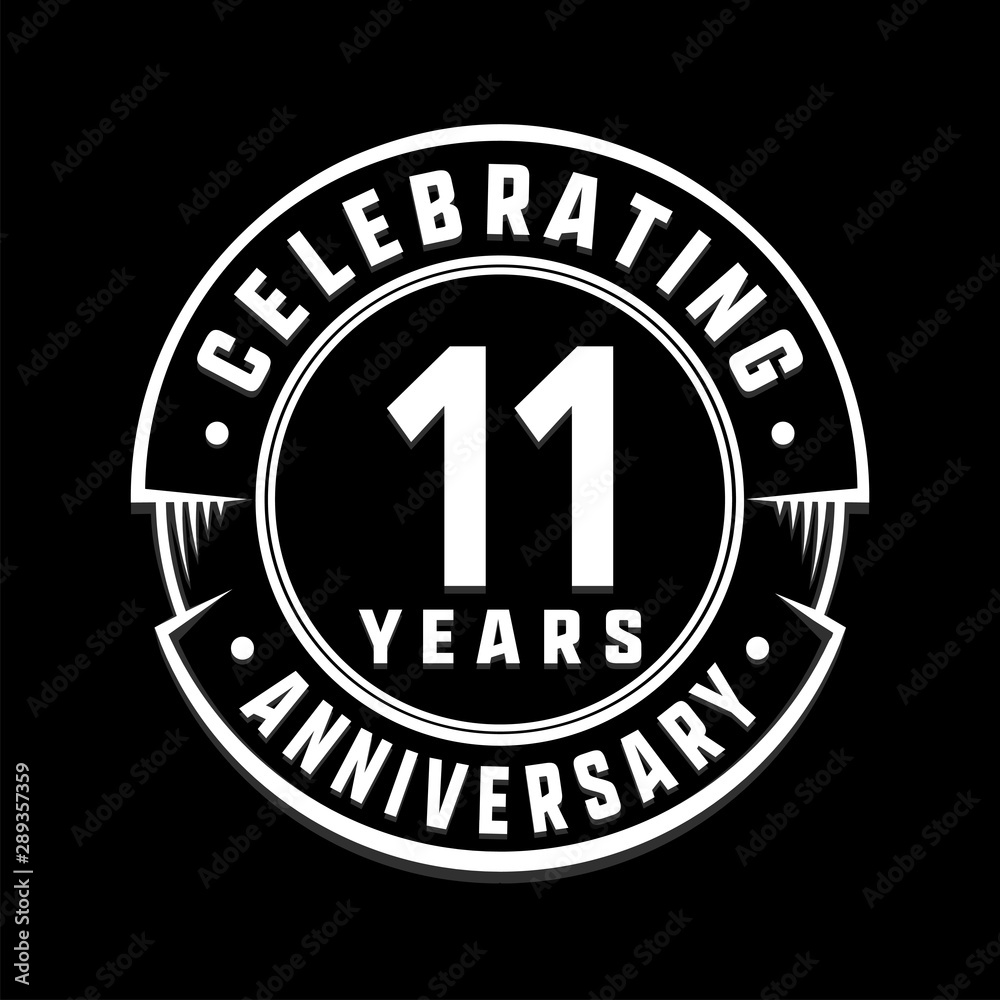 Celebrating 11th years anniversary logo design. Eleven years logotype. Vector and illustration.