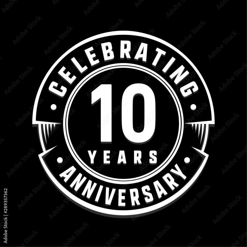 Fototapeta premium Celebrating 10th years anniversary logo design. Ten years logotype. Vector and illustration.