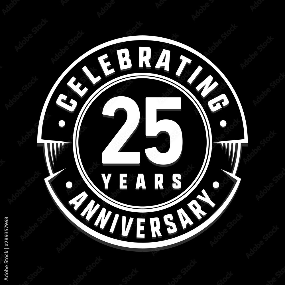 Celebrating 25th years anniversary logo design. Twenty-five years logotype. Vector and illustration.