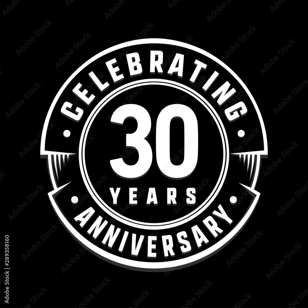 Celebrating 30th years anniversary logo design. Thirty years logotype. Vector and illustration.