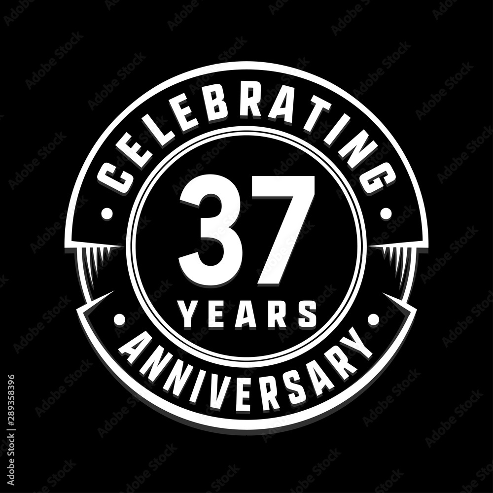 Celebrating 37th years anniversary logo design. Thirty-seven years logotype. Vector and illustration.