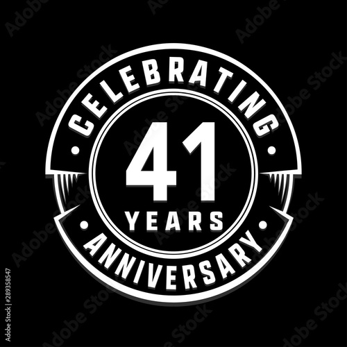 Celebrating 41st years anniversary logo design. Forty-one years logotype. Vector and illustration.
