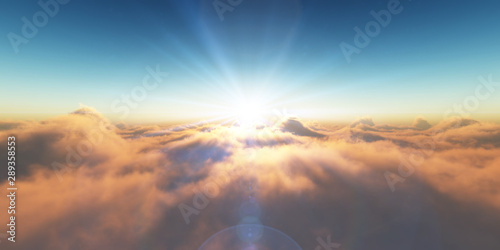 heaven, sunset over the clouds