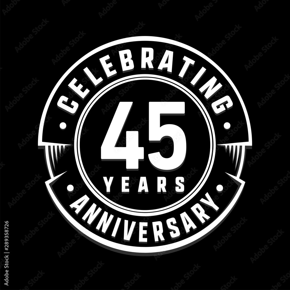 Celebrating 45th years anniversary logo design. Forty-five years logotype. Vector and illustration.