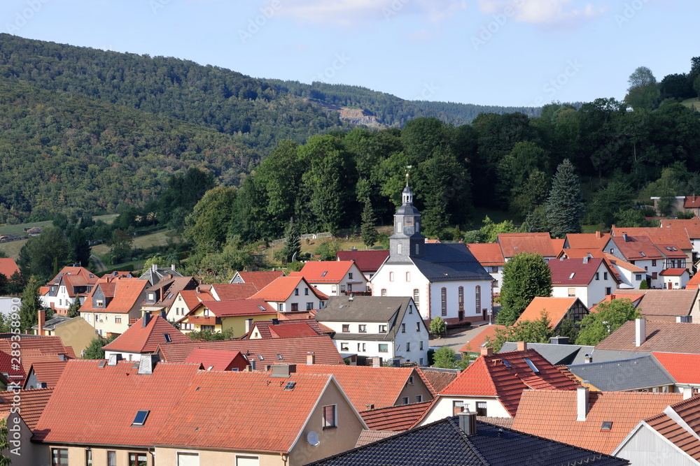 View to the little village of Struth-Helmershof in Thuringia