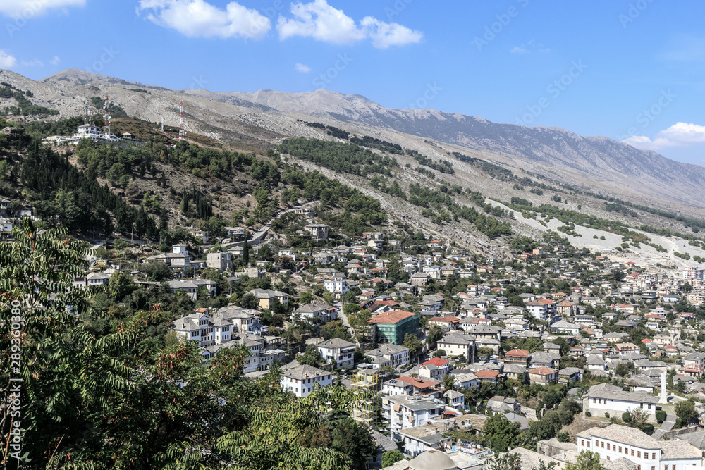 View from the castle over the city of Gjirokastra