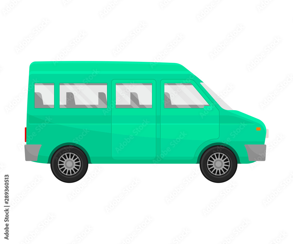 Green minivan. Vector illustration on a white background.