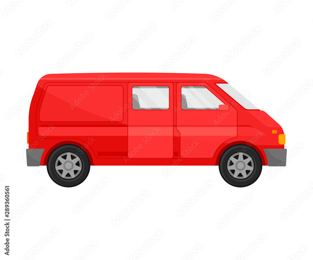 Red minivan. Vector illustration on a white background.