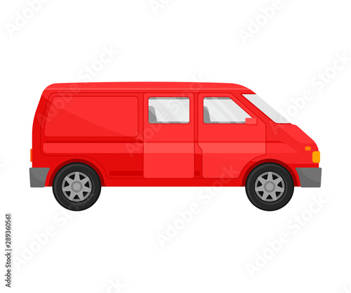 Red minivan. Vector illustration on a white background.