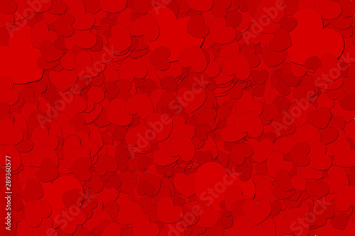 Vector illustration of many small red hearts on top of each another