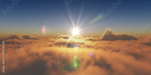 heaven, sunset over the clouds