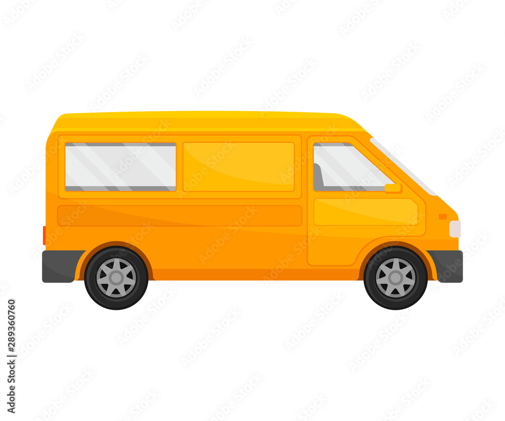 Orange minivan. Vector illustration on a white background.