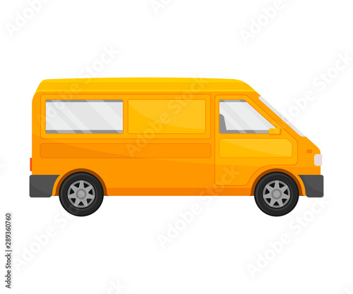 Orange minivan. Vector illustration on a white background.