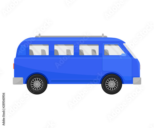 Blue minivan. Vector illustration on a white background.