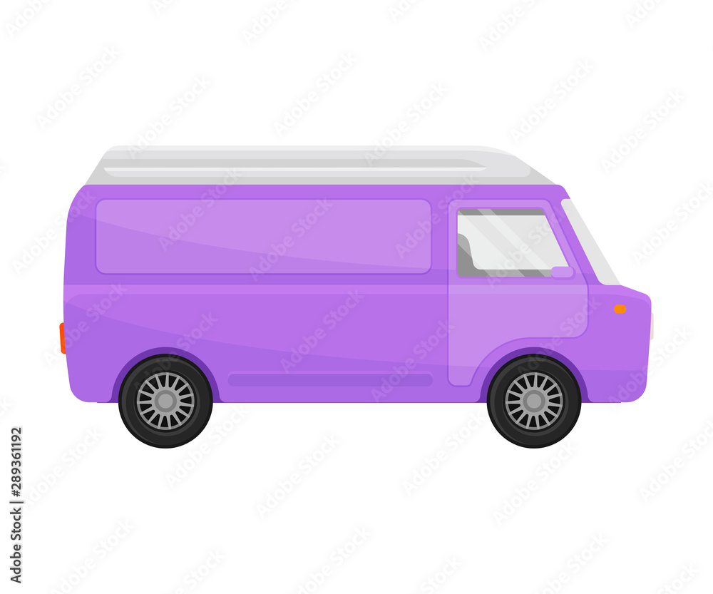 Purple cargo minivan. Vector illustration on a white background.
