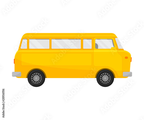 Yellow minivan. Vector illustration on a white background.