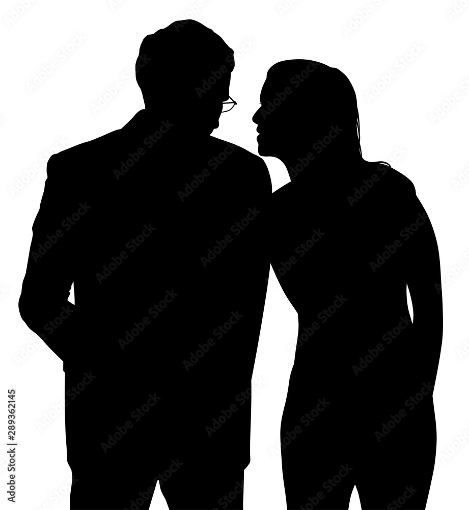 Man and woman discreet conversation