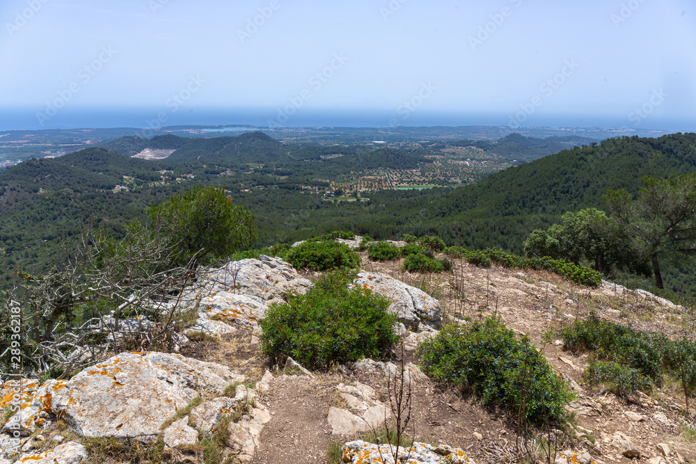 Panoramic view from the mountain to the area Felanitx, Mallorca Spain.