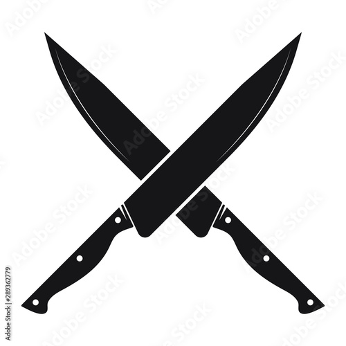 The crossed knives icon. Knife and chef, kitchen symbol. Flat isolated vector illustration