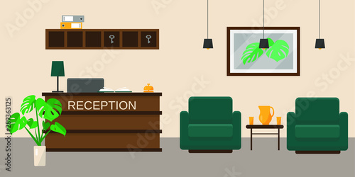 Hotel or office reception interior design. 