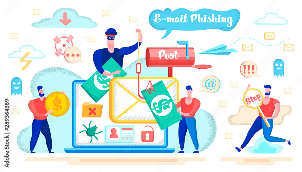 E-mail Phishing and Fraud Danger Vector Concept E-mail Phishing and Fraud Danger Vector Concept