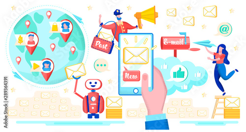 Messaging with E-mail Service Flat Vector Concept