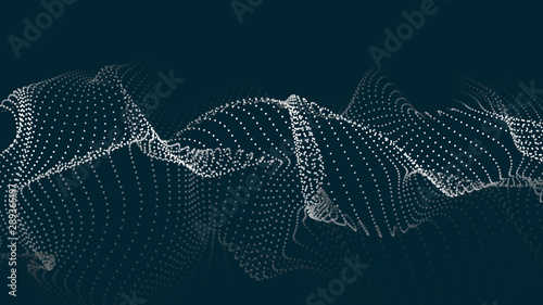Abstract digital wave of particles. Futuristic point wave. Technology background vector. Vector illustration © Olga