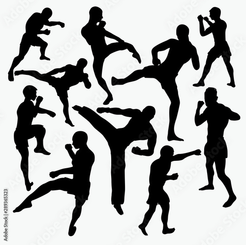 silhsilhouettes of kickboxers