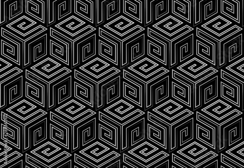 Abstract geometric pattern with stripes, lines. Seamless vector background. Black and grey ornament. Simple lattice graphic design