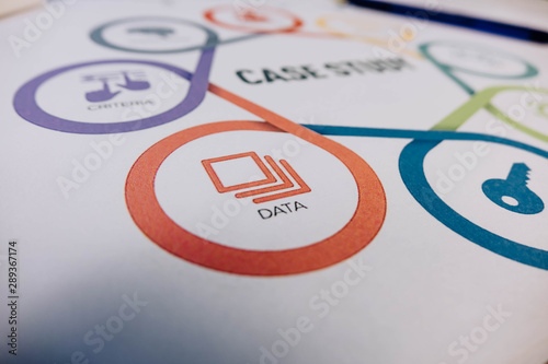 the ballpoint pen points to the 'data' section in case study