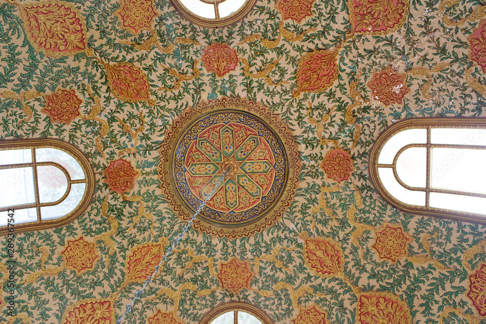 Ceiling decoration of palace in oriental style in Istanbul, Turkey Ceiling decoration of palace in oriental style in Istanbul, Turkey