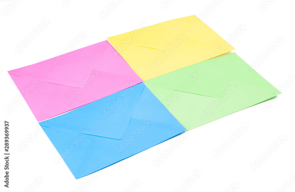 Color envelopes isolated on white background.Copy space Color envelopes isolated on white background.Copy space