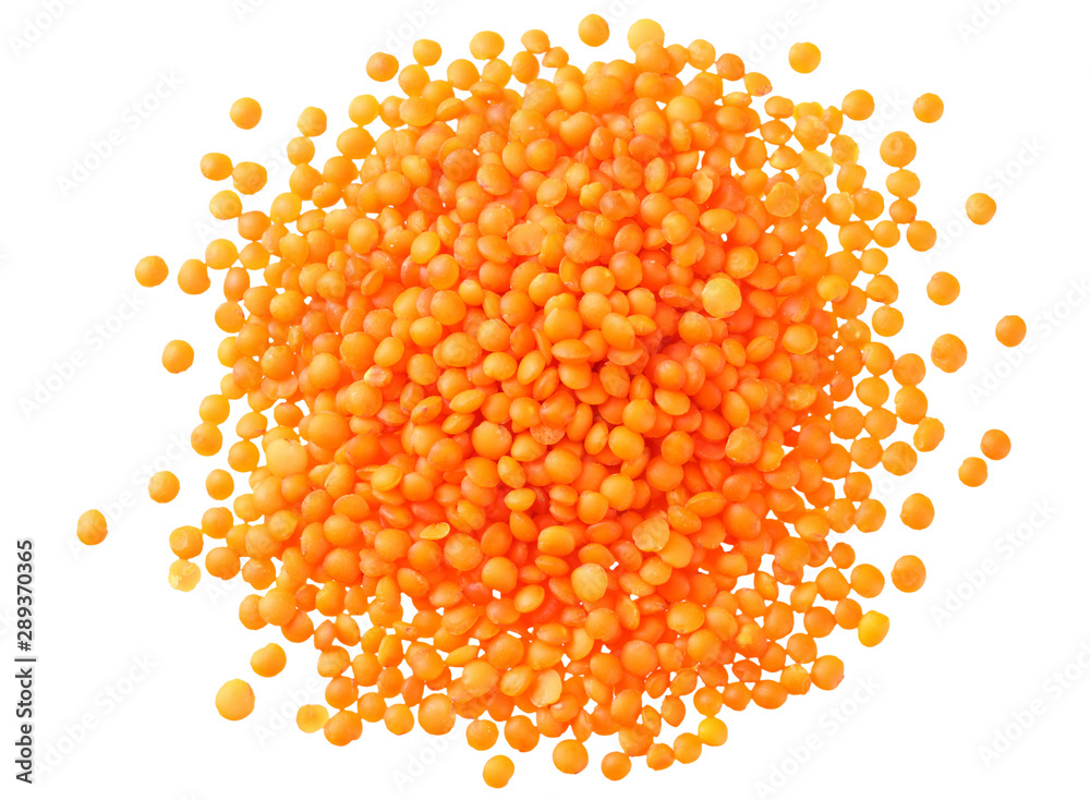 Pile lentil isolated on white background. Top view. Pile lentil isolated on white background. Top view.
