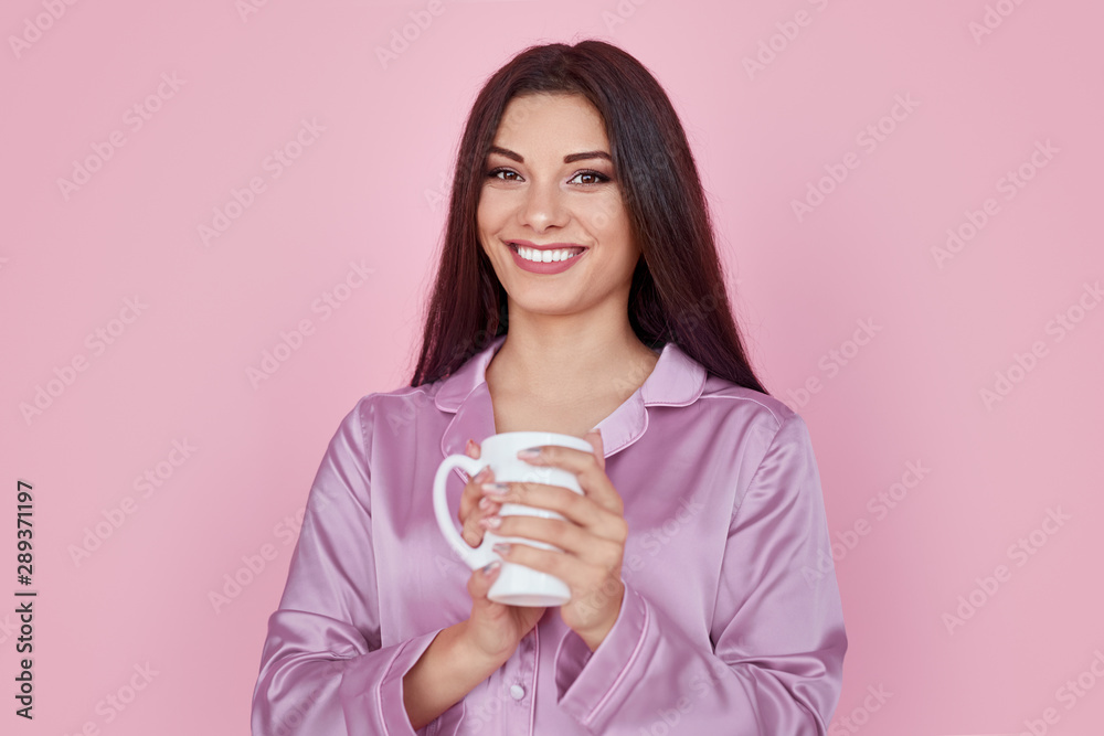 Cheerful young female in morning Cheerful young female in morning