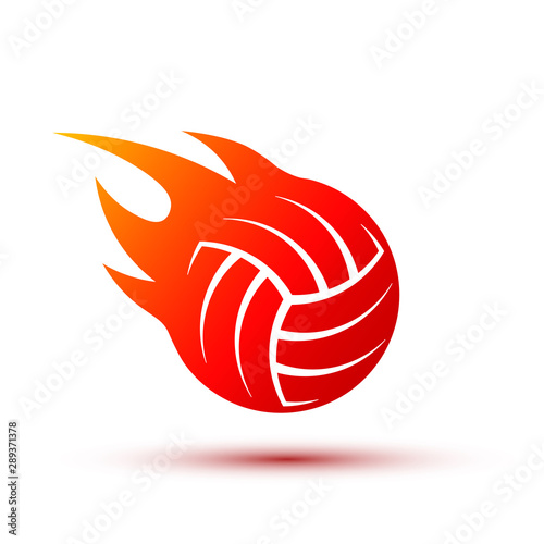 Vector fire ball logo design. Fiery volleyball ball.