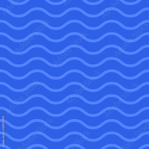 Blue sea waves vector seamless pattern in flat style
