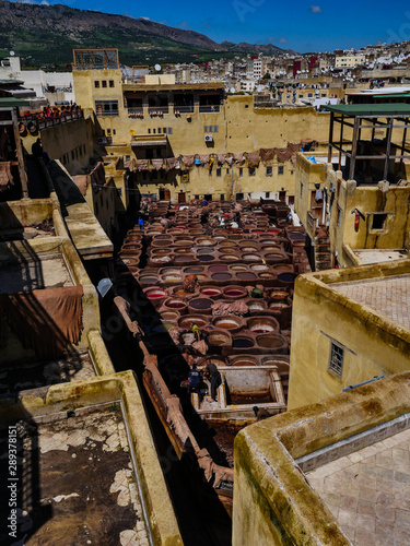 Morocco Fes leather manufacture and crafting