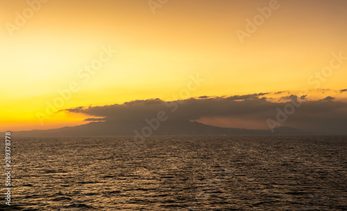 Bataan Province  Philippines - March 5  2019  Shot 2 6 from Manila Bay on Mount Mariveles  dormant volcano during sunset.