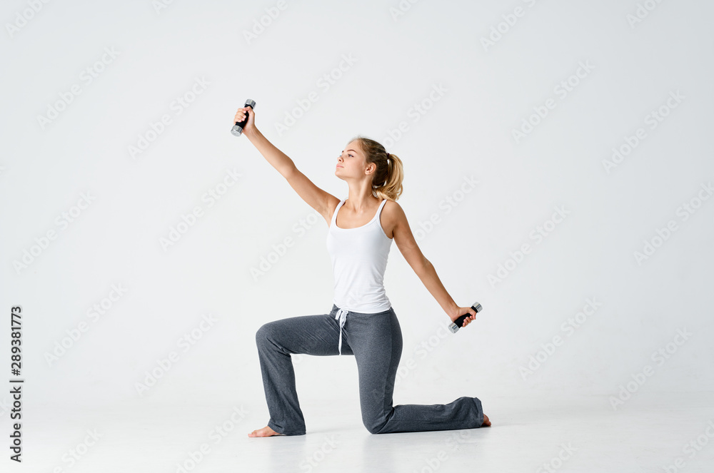 happy woman jumping in the air